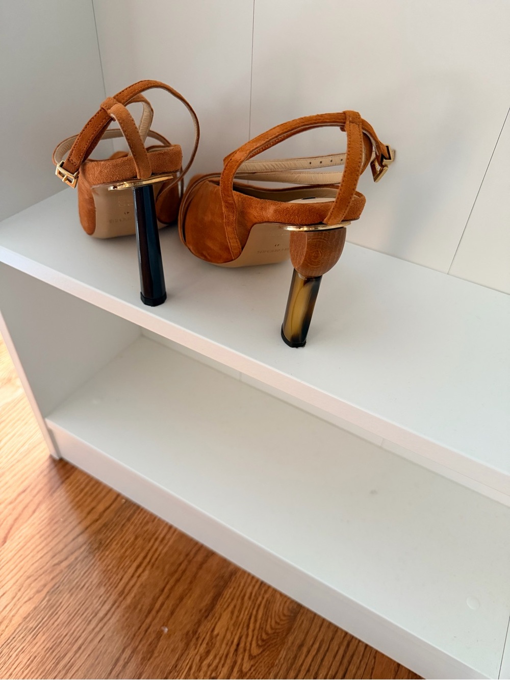 Jacquemus Tan Suede Platform Slingback Heels with Tortoiseshell Accent